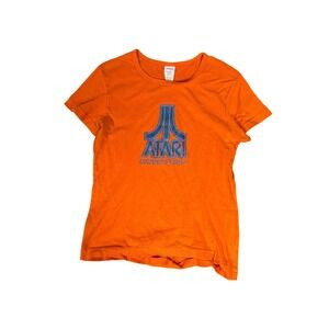 Vintage Atari Wanna‎ Play Graphic T-Shirt Size L Orange Women's